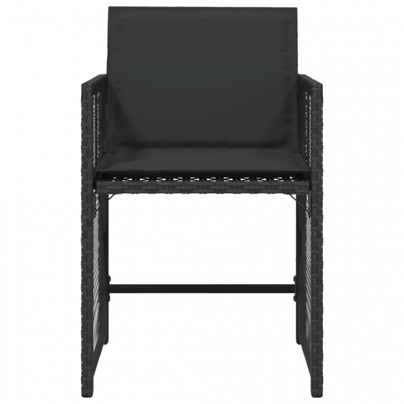 Gartenstühle mit Kissen 4 Stk. Schwarz Poly Rattan