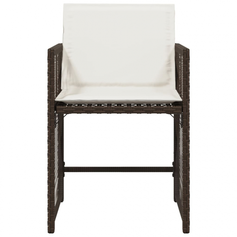 Gartenstühle mit Kissen 4 Stk. Braun Poly Rattan