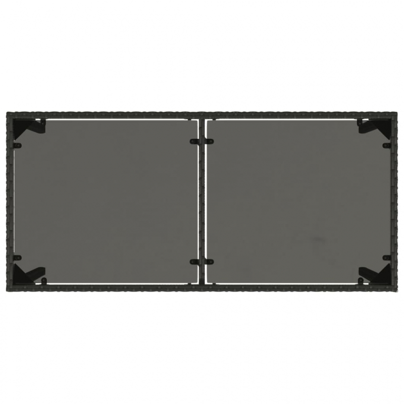 Gartentisch mit Glasplatte Schwarz 115x54x74 cm Poly Rattan