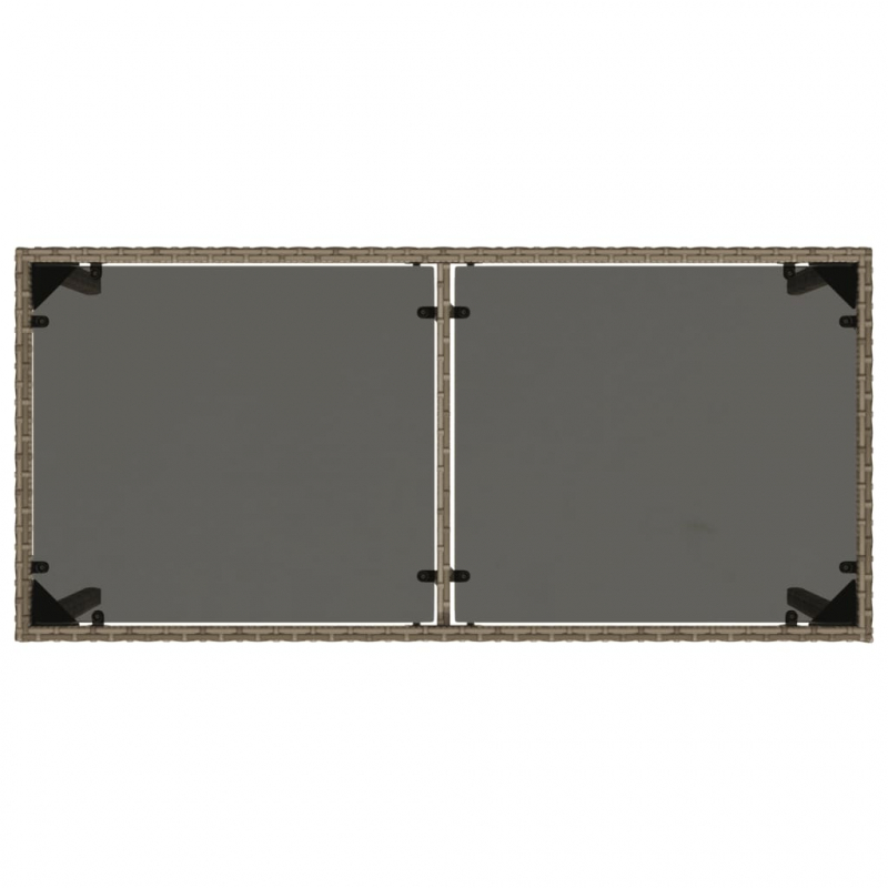 Gartentisch mit Glasplatte Grau 115x54x74 cm Poly Rattan