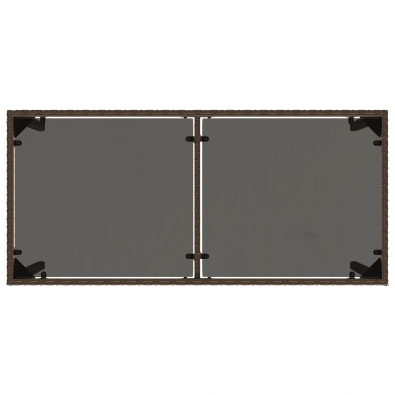 Gartentisch mit Glasplatte Braun 115x54x74 cm Poly Rattan
