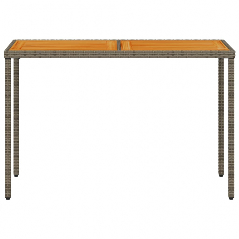 Gartentisch mit Akazienholz-Platte Grau 115x54x74cm Poly Rattan