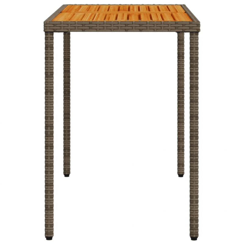Gartentisch mit Akazienholz-Platte Grau 115x54x74cm Poly Rattan