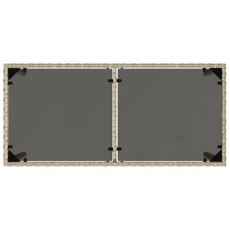 Gartentisch mit Glasplatte Hellgrau 115x54x74 cm Poly Rattan