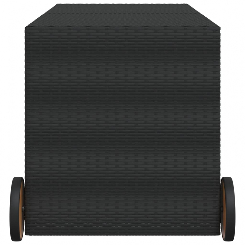 Gartentruhe mit Rollen Schwarz 283L Poly Rattan