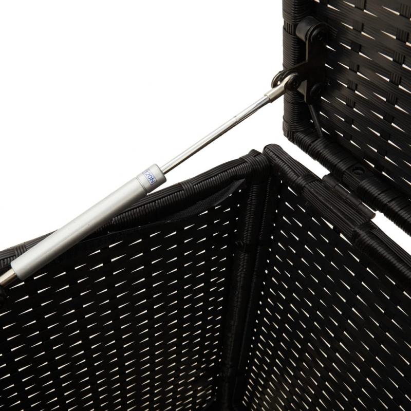Gartentruhe mit Rollen Schwarz 283L Poly Rattan