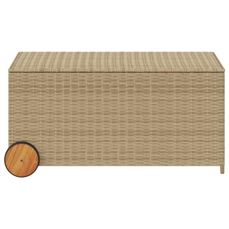 Gartentruhe mit Rollen Beige 190L Poly Rattan
