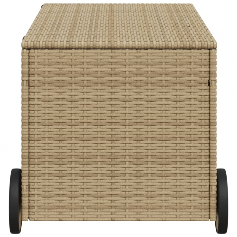Gartentruhe mit Rollen Beige 190L Poly Rattan