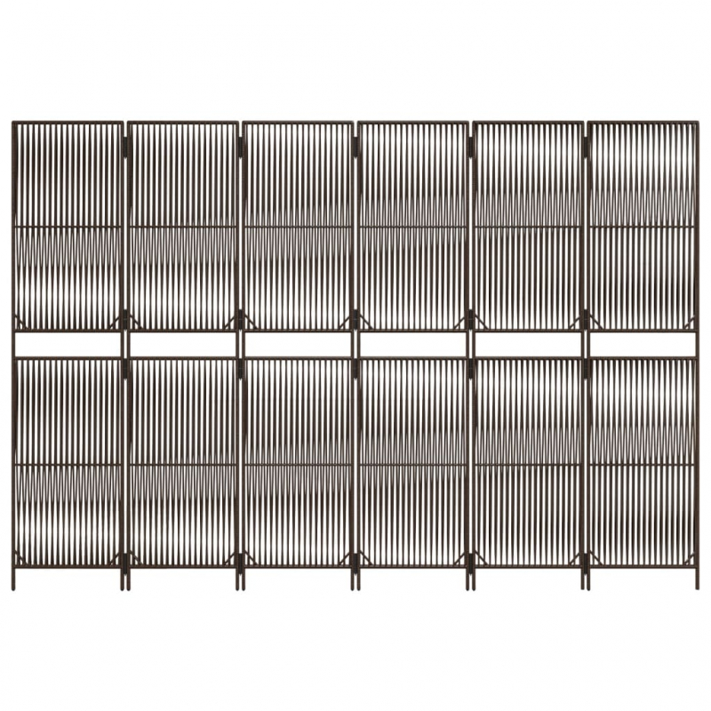Paravent 6-tlg. Braun Poly Rattan
