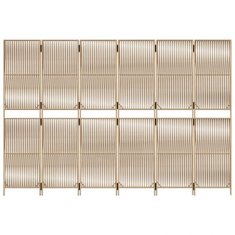 Paravent 6-tlg. Beige Poly Rattan