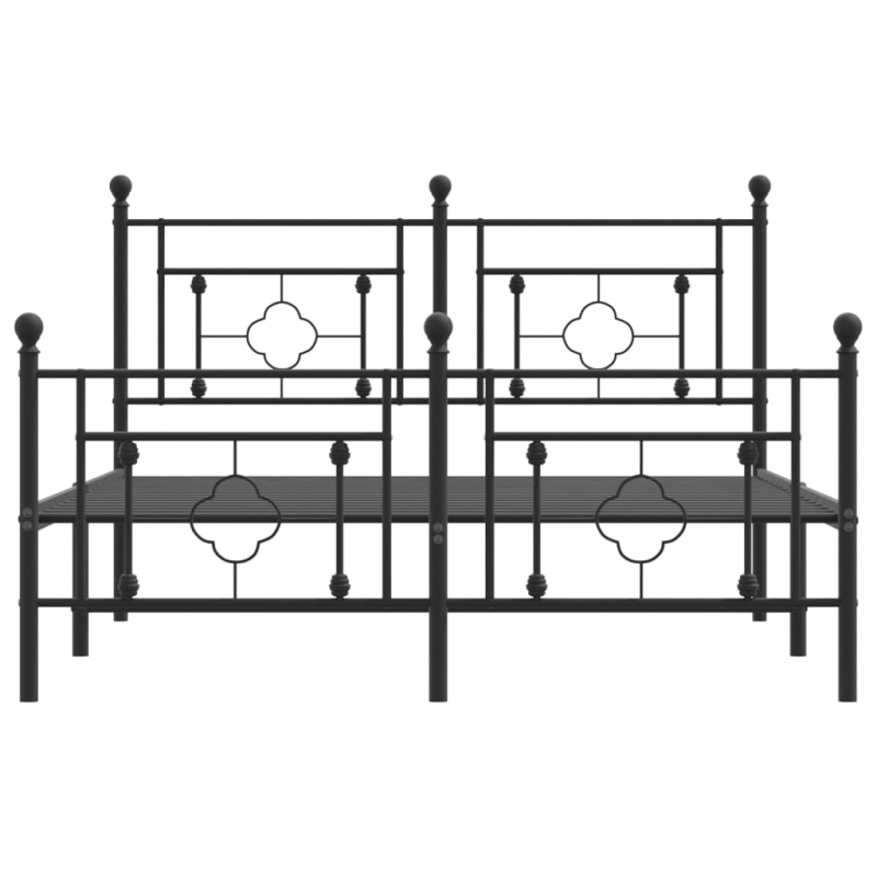Bettgestell mit Kopf- und Fußteil Metall Schwarz 140x190 cm