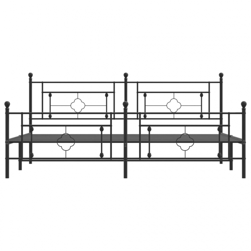 Bettgestell mit Kopf- und Fußteil Metall Schwarz 193x203 cm
