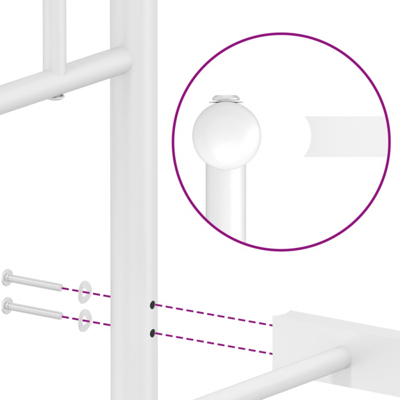 Bettgestell mit Kopf- und Fußteil Metall Weiß 135x190 cm
