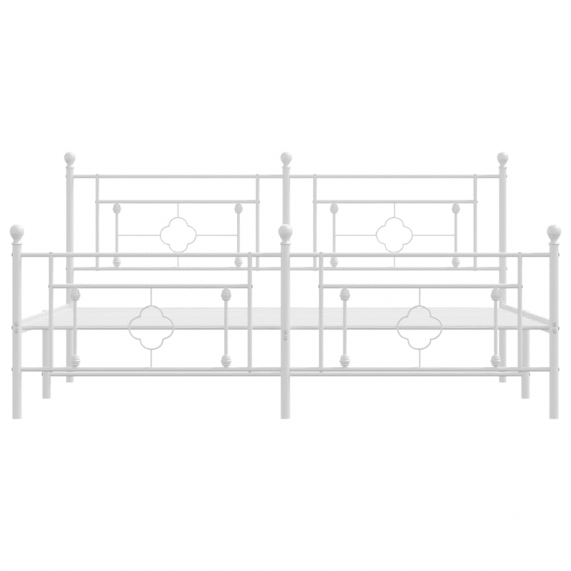 Bettgestell mit Kopf- und Fußteil Metall Weiß 183x213 cm