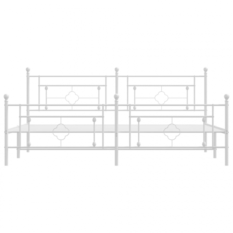 Bettgestell mit Kopf- und Fußteil Metall Weiß 193x203 cm