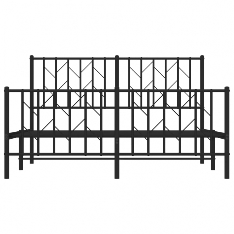 Bettgestell mit Kopf- und Fußteil Metall Schwarz 135x190 cm