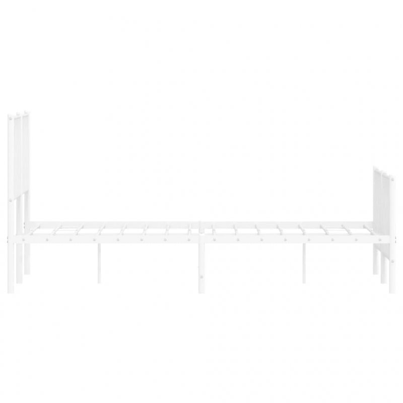 Bettgestell mit Kopf- und Fußteil Metall Weiß 120x190 cm