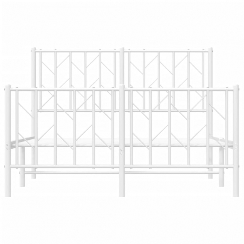 Bettgestell mit Kopf- und Fußteil Metall Weiß 120x200 cm