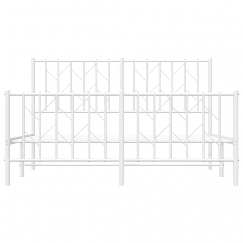 Bettgestell mit Kopf- und Fußteil Metall Weiß 135x190 cm