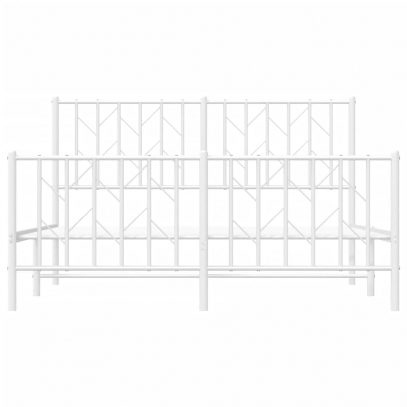 Bettgestell mit Kopf- und Fußteil Metall Weiß 140x190 cm