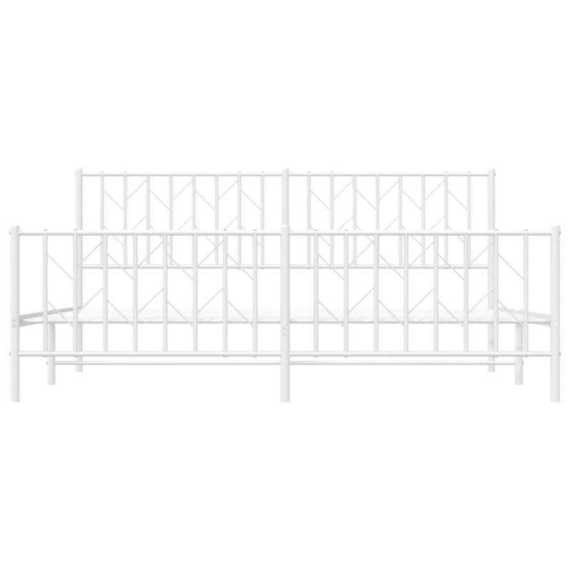Bettgestell mit Kopf- und Fußteil Metall Weiß 183x213 cm