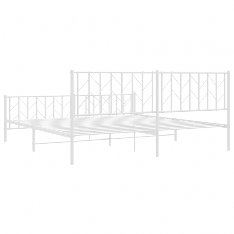 Bettgestell mit Kopf- und Fußteil Metall Weiß 193x203 cm