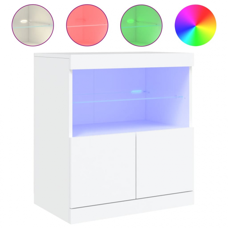 Sideboard mit LED-Leuchten Weiß 60x37x67 cm