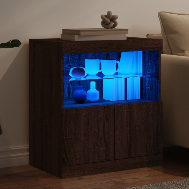 Sideboard mit LED-Leuchten Braun Eichen-Optik 60x37x67 cm