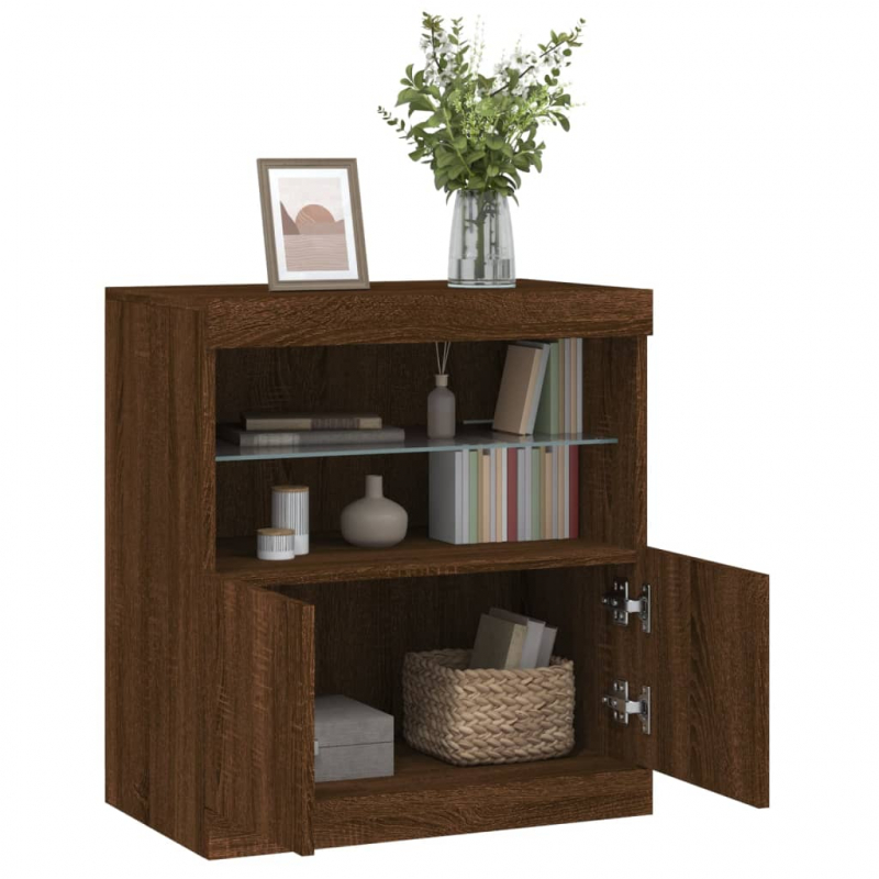 Sideboard mit LED-Leuchten Braun Eichen-Optik 60x37x67 cm