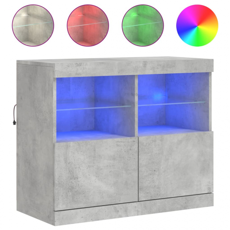 Sideboard mit LED-Leuchten Betongrau 81x37x67 cm