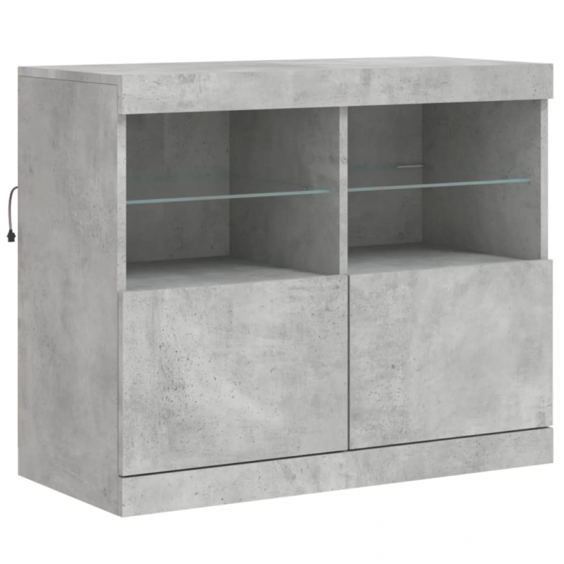 Sideboard mit LED-Leuchten Betongrau 81x37x67 cm