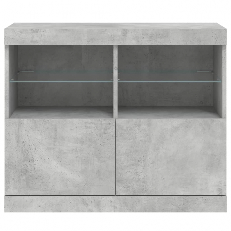 Sideboard mit LED-Leuchten Betongrau 81x37x67 cm
