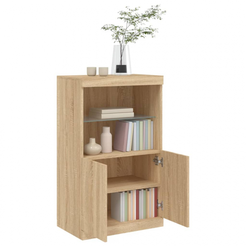 Sideboard mit LED-Leuchten Sonoma-Eiche 60,5x37x100 cm