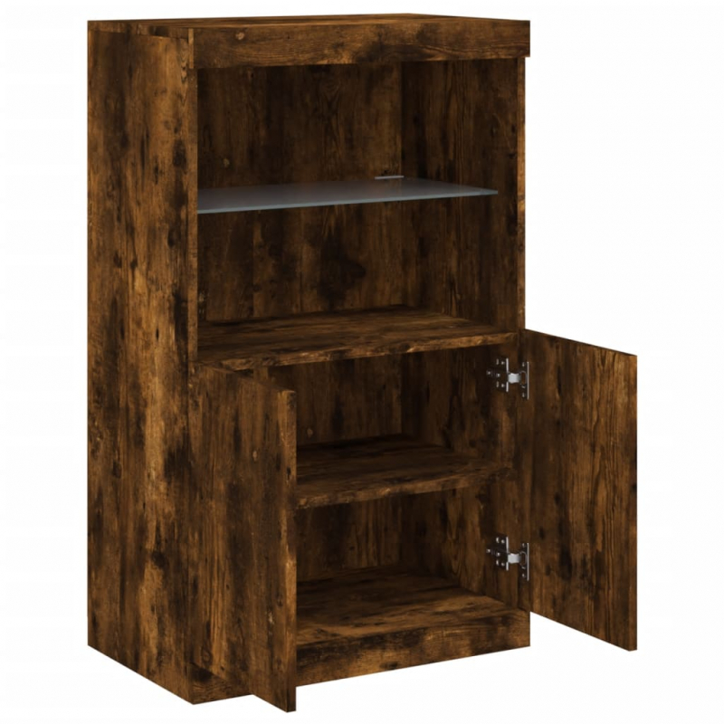 Sideboard mit LED-Leuchten Räuchereiche 60,5x37x100 cm