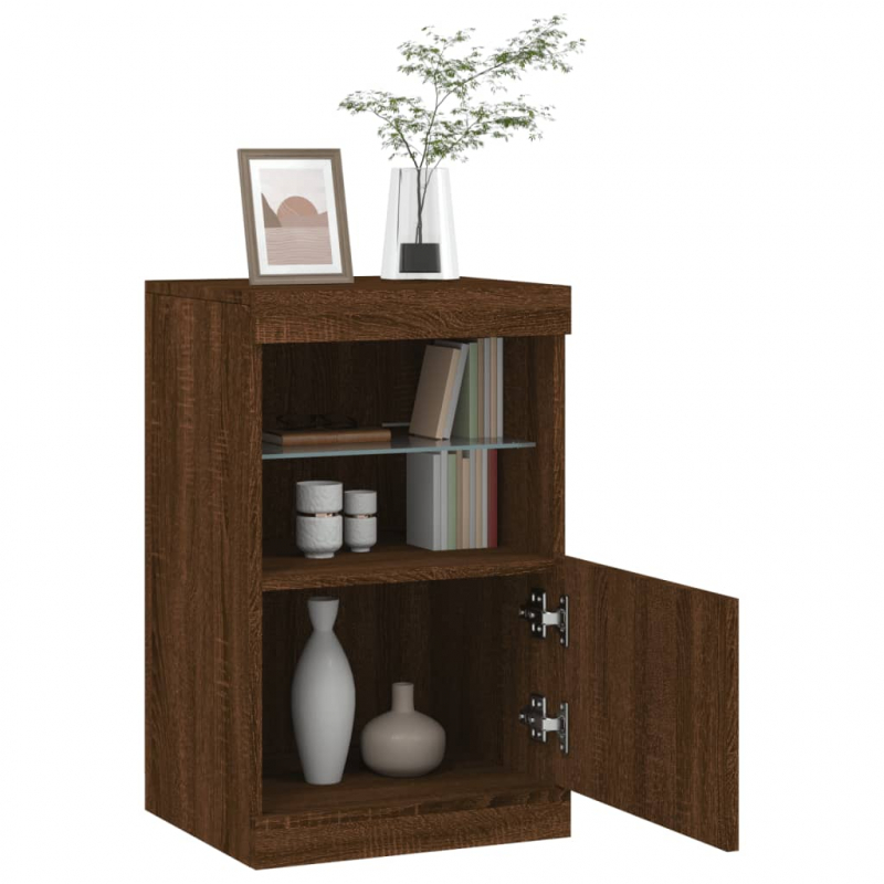 Sideboard mit LED-Leuchten Braun Eichen-Optik 41x37x67 cm