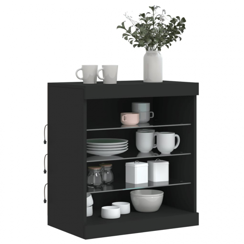 Sideboard mit LED-Leuchten Schwarz 60,5x37x67 cm