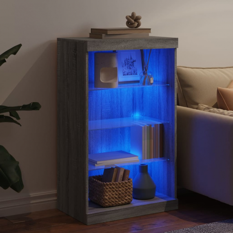 Sideboard mit LED-Leuchten Grau Sonoma 60,5x37x100 cm