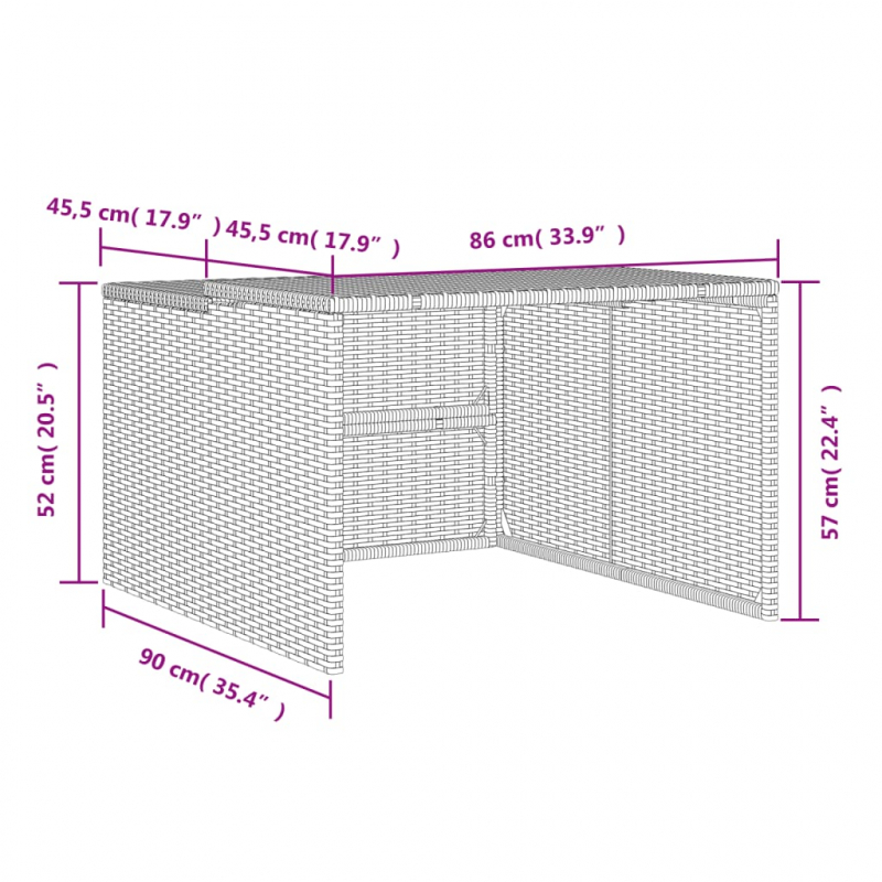 Mähroboter-Garage Braun 86x90x52/57 cm Poly Rattan