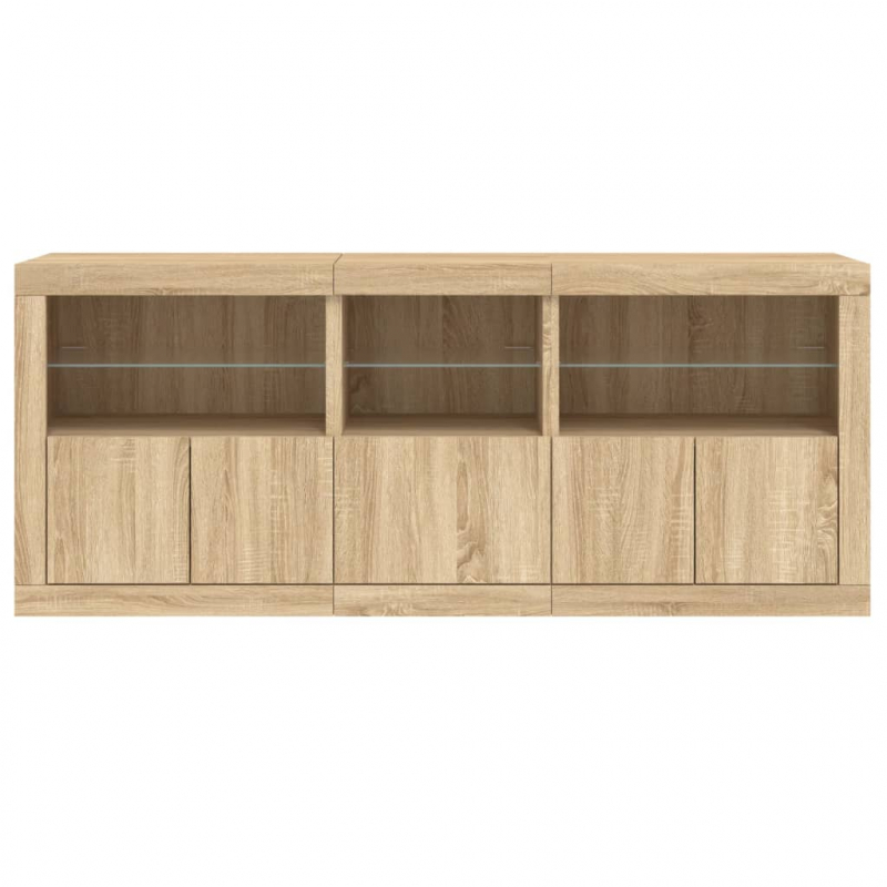 Sideboard mit LED-Leuchten Sonoma-Eiche 162x37x67 cm