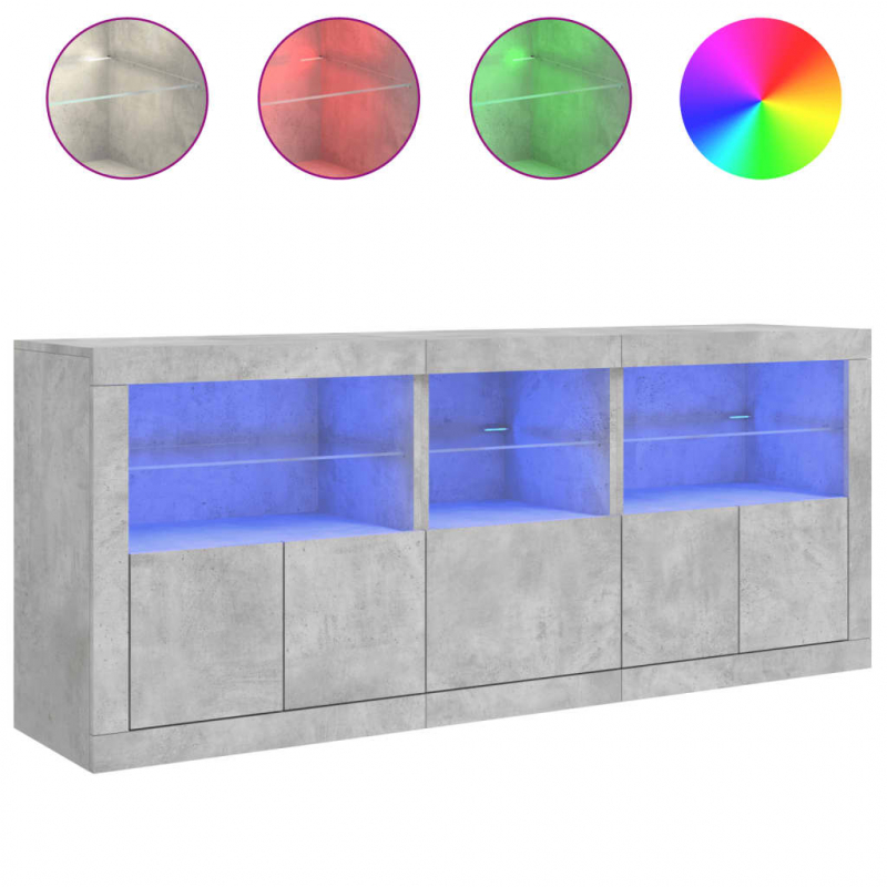 Sideboard mit LED-Leuchten Betongrau 162x37x67 cm