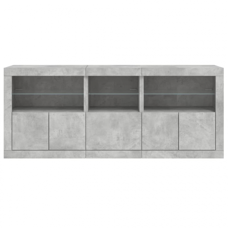 Sideboard mit LED-Leuchten Betongrau 162x37x67 cm