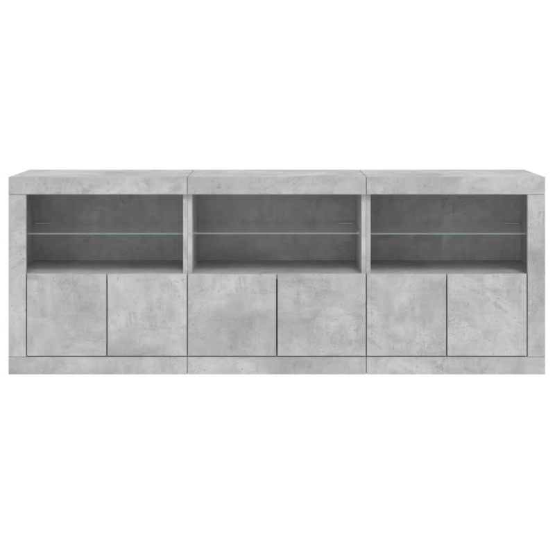 Sideboard mit LED-Leuchten Betongrau 181,5x37x67 cm