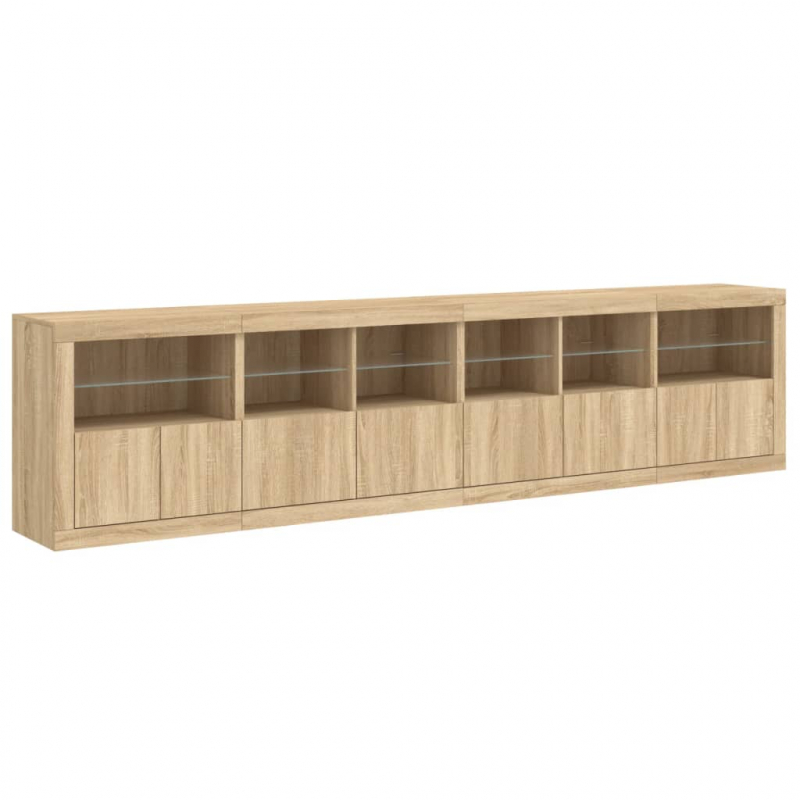 Sideboard mit LED-Leuchten Sonoma-Eiche 283x37x67 cm