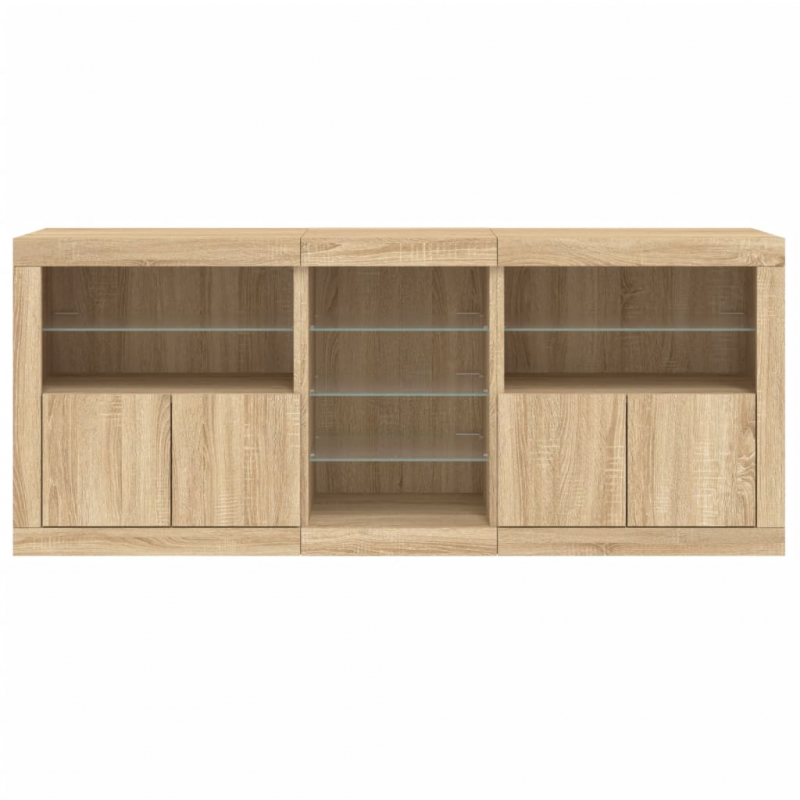 Sideboard mit LED-Leuchten Sonoma-Eiche 181,5x37x67 cm
