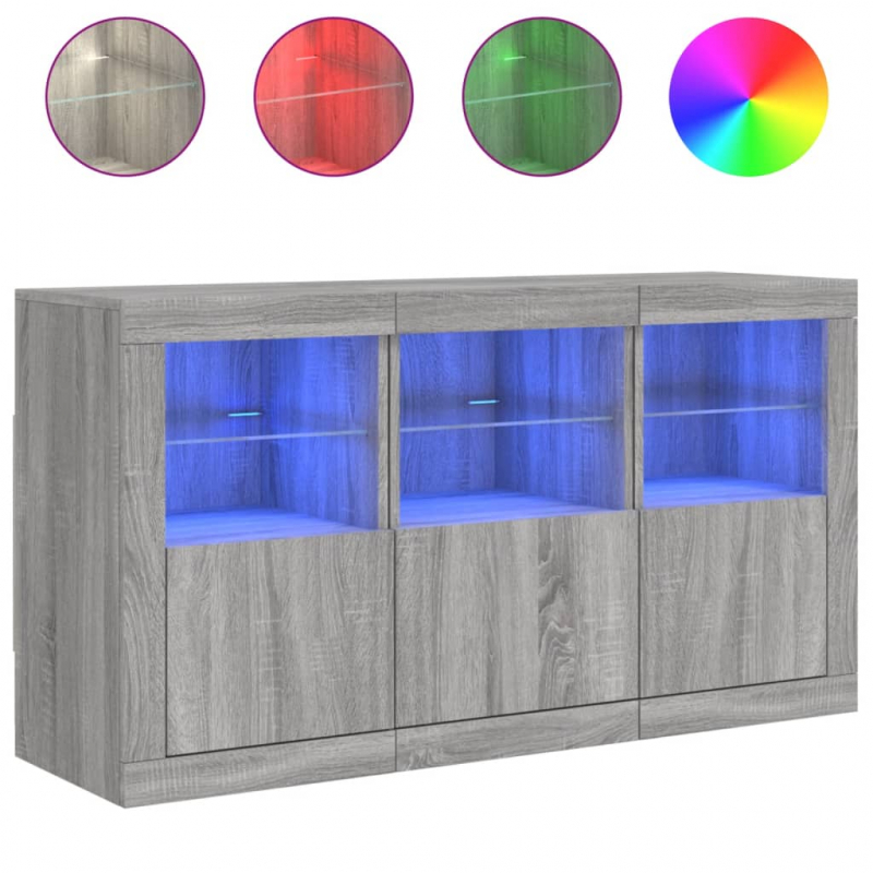 Sideboard mit LED-Leuchten Grau Sonoma 123x37x67 cm