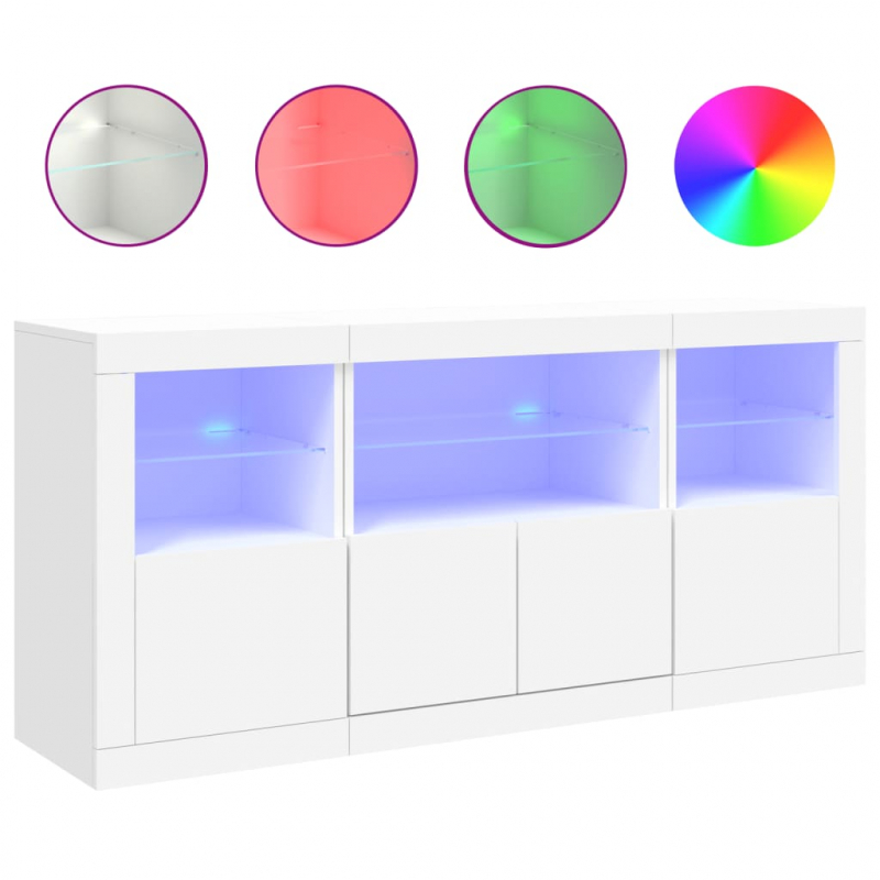 Sideboard mit LED-Leuchten Weiß 142,5x37x67 cm