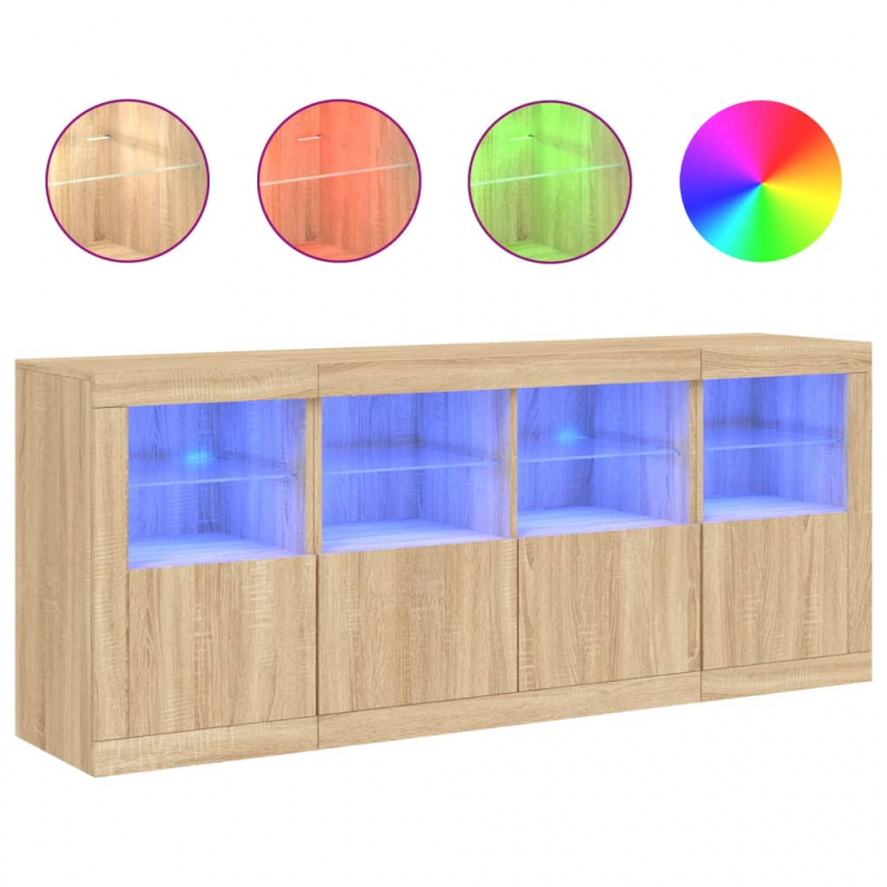 Sideboard mit LED-Leuchten Sonoma-Eiche 163x37x67 cm
