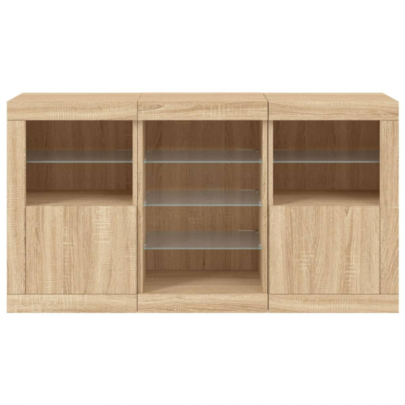 Sideboard mit LED-Leuchten Sonoma-Eiche 123x37x67 cm