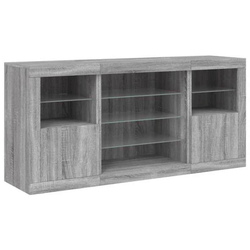 Sideboard mit LED-Leuchten Grau Sonoma 142,5x37x67 cm