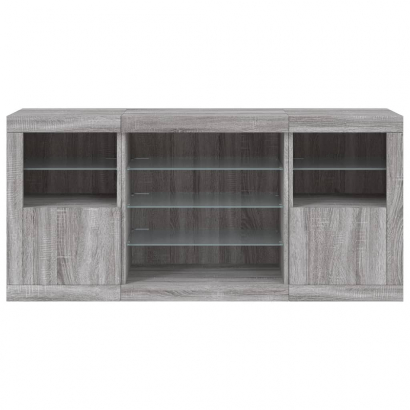 Sideboard mit LED-Leuchten Grau Sonoma 142,5x37x67 cm